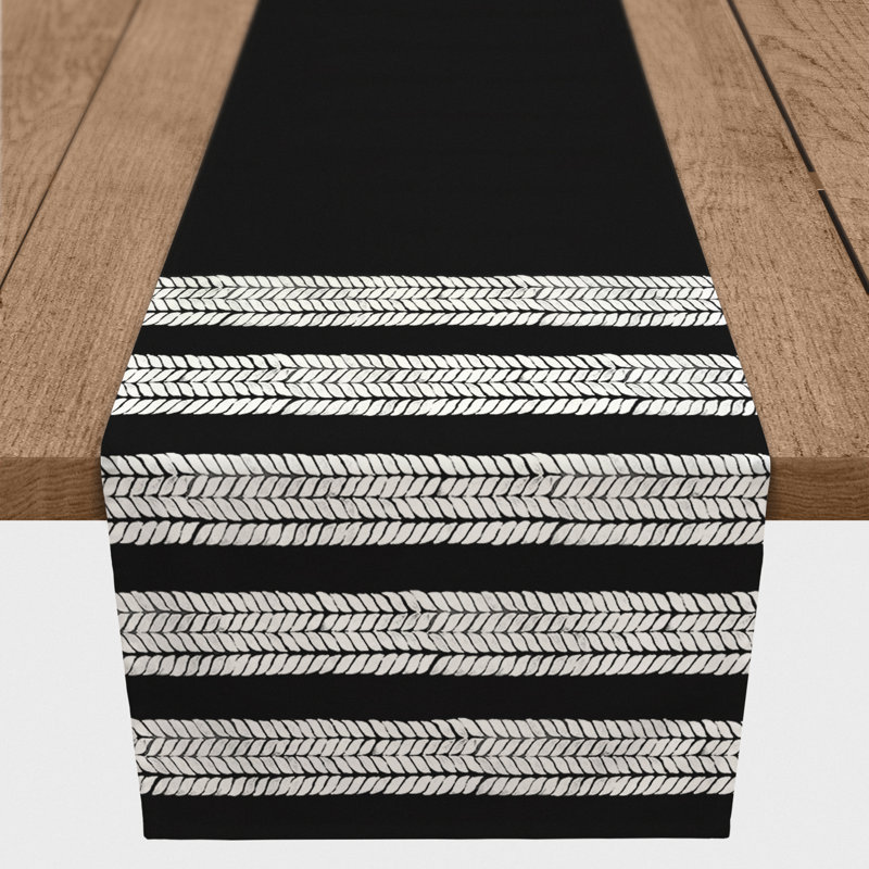 Kubiak Striped Table Runner, 72" x 16", Black