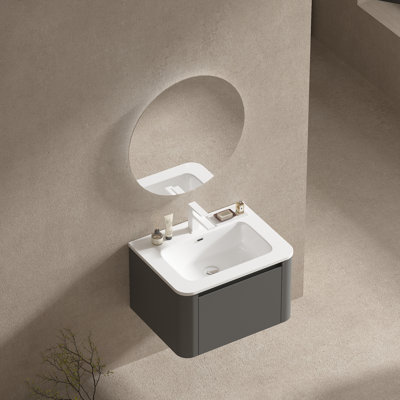 Meuble-lavabo mural flottant avec comptoir en céramique