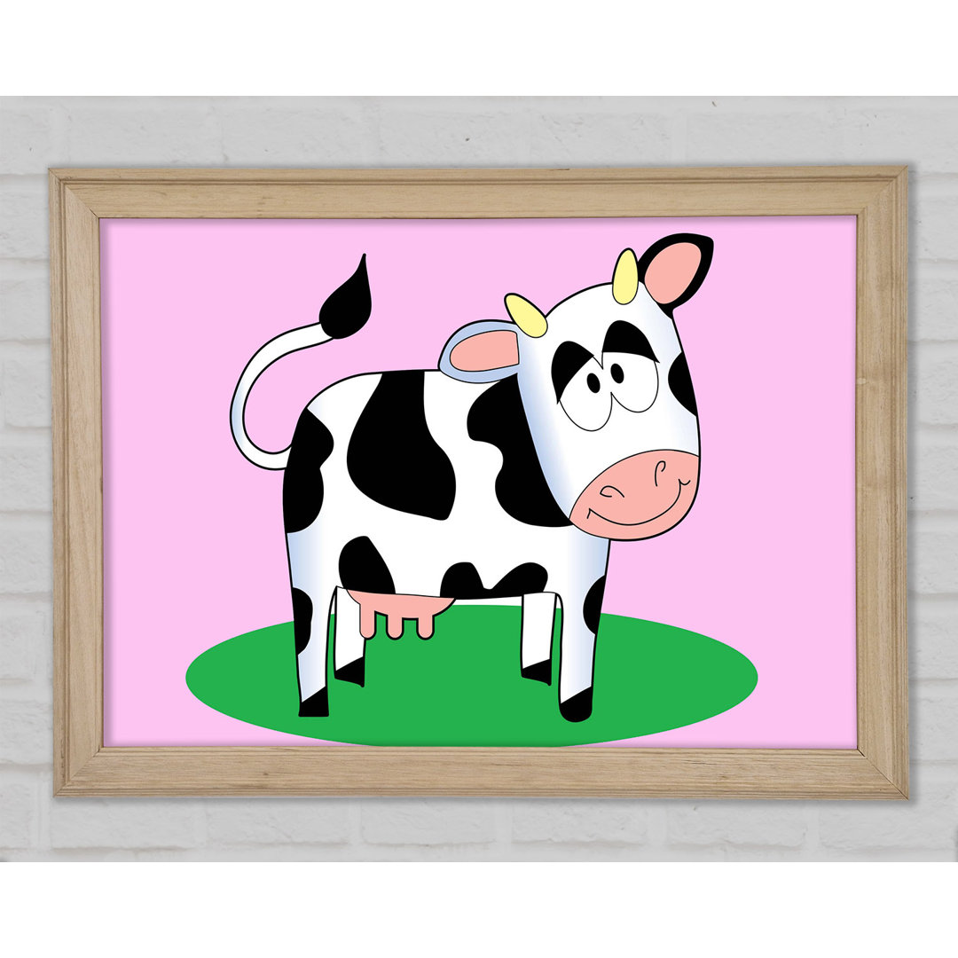 Happy Cow Pink - Einzelner Bilderrahmen Kunstdrucke