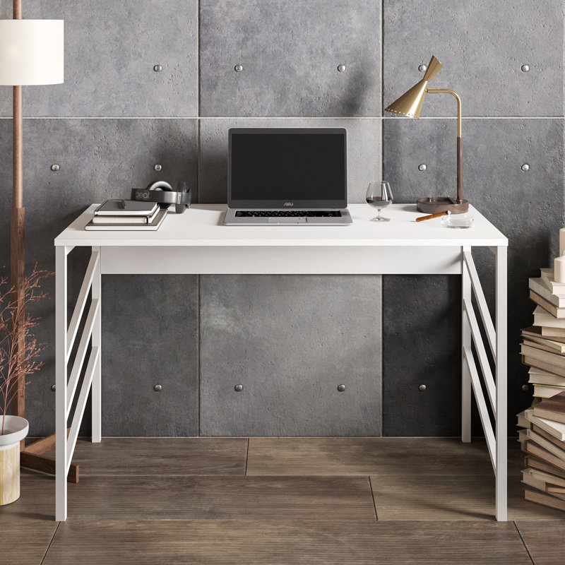 Alper Metal Base Writing Desk, White