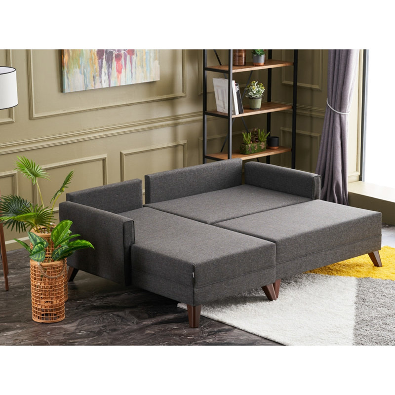 Canapé-lit de 80,7 po Zeba, 100% polyester anthracite, Orienté à gauche (vu de face)