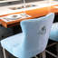 Chaises de bar en velours bleu avec capitonnage à boutons, pieds en bois massif, coussin éponge à rebond élevé, de 2 cadres rembourrés de style Mid-Century moderne,-1429400166-1429400169