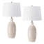 Ensemble de 2 lampes de table en céramique blanches à 3 voies