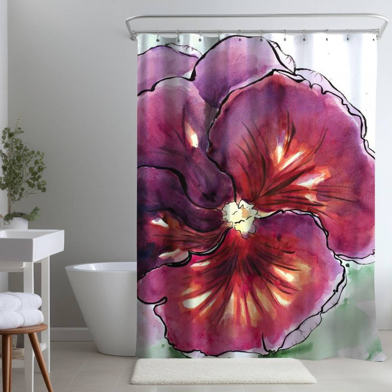 Floral – Polyester Shower Curtain, Dye Sublimation Print, 71" W × 74" L