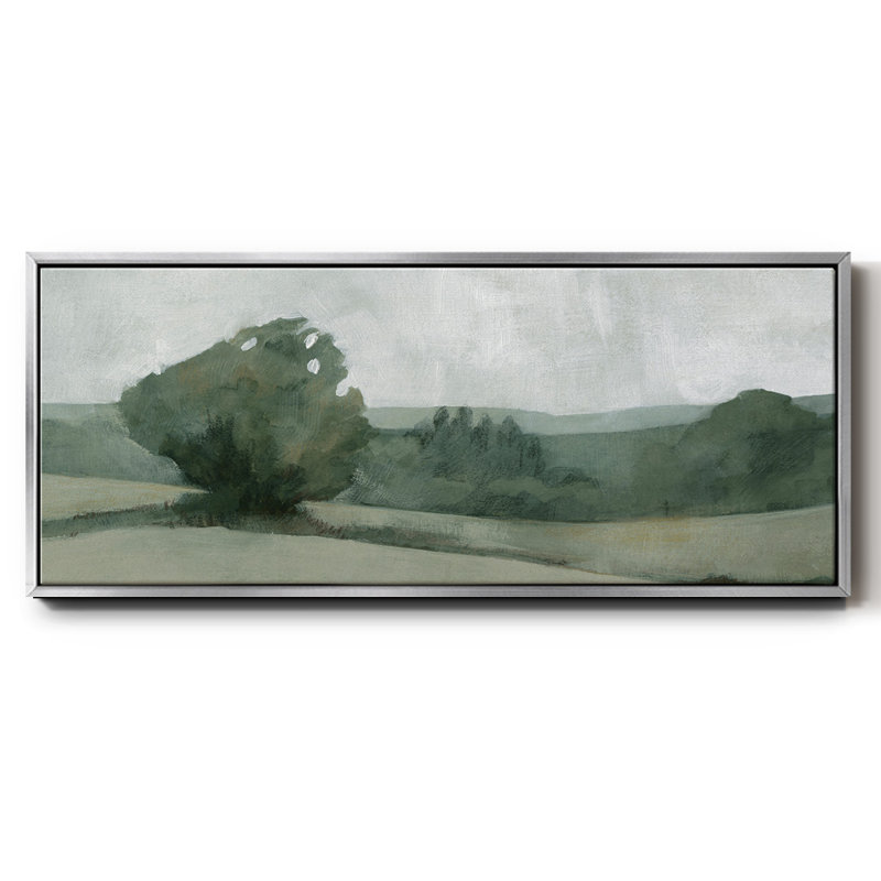 Soft Green Landscape I- Framed Canvas