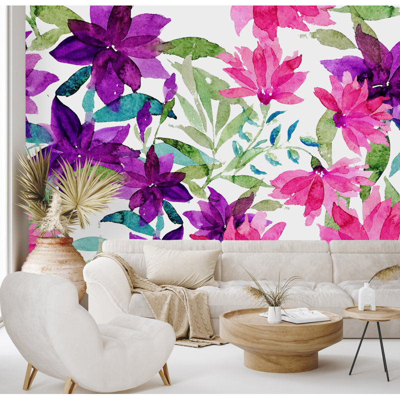 Peel & Stick Floral Wall Mural, 10.42" W x 10.42" L