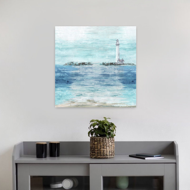 Phare de Tranquil Waters, art mural architecture côtière, H 18 po x l 18 po
