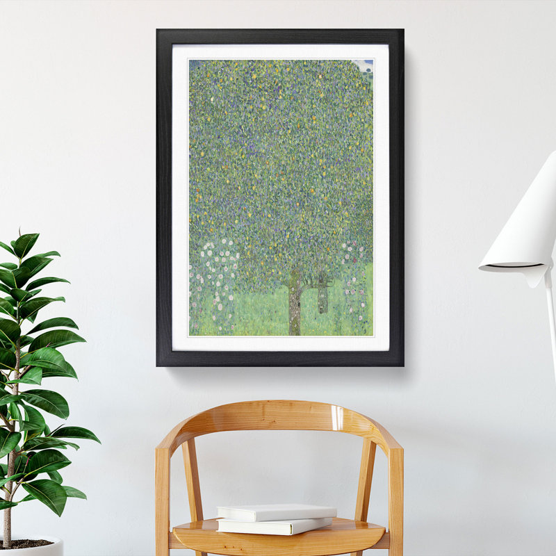 Rosebushes Under the Trees by Gustav Klimt - Picture Frame Painting, Black Framed, 65cm H x 48cm W x 2cm D