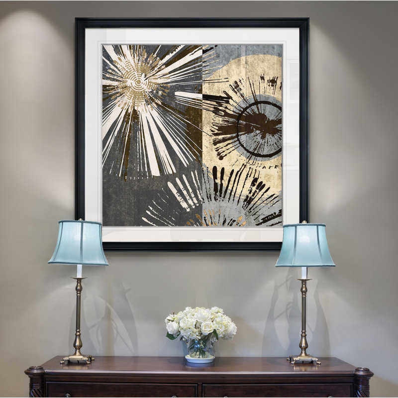« out burst tiles i », peinture, H 16 po x l 16 po x P 1,5 po, Cadre noir