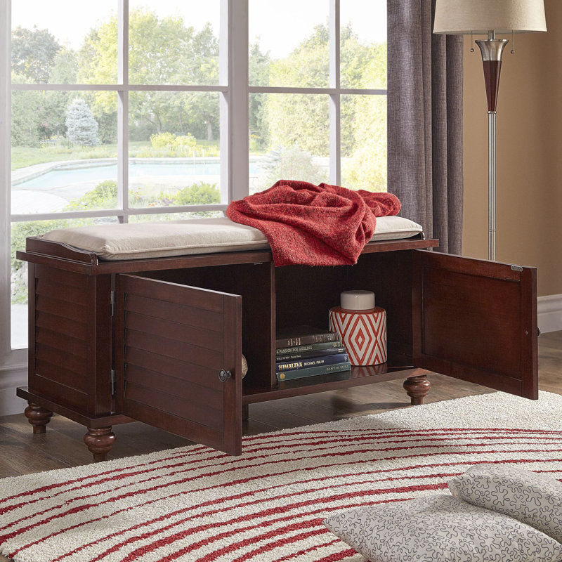 Lechner Velvet Upholstered Storage Bench, Espresso