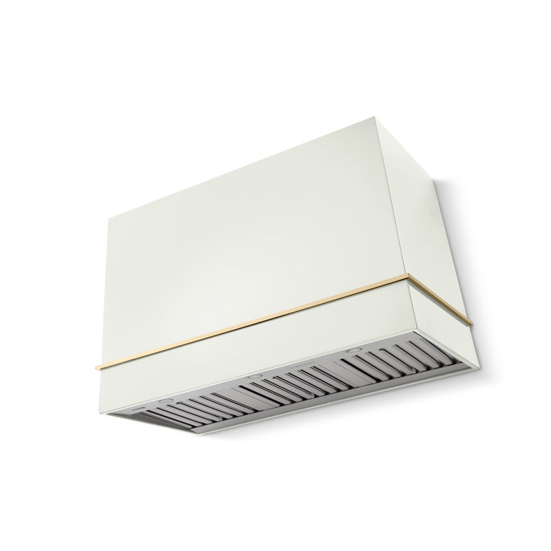 Loge Series 48" Wide x 30" High Wall Hood 1200 CFM, White, Polished Brass