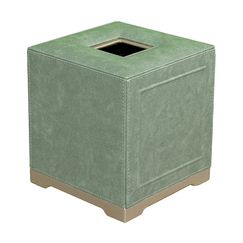 Vintage Green Leather Tissue Box Cover