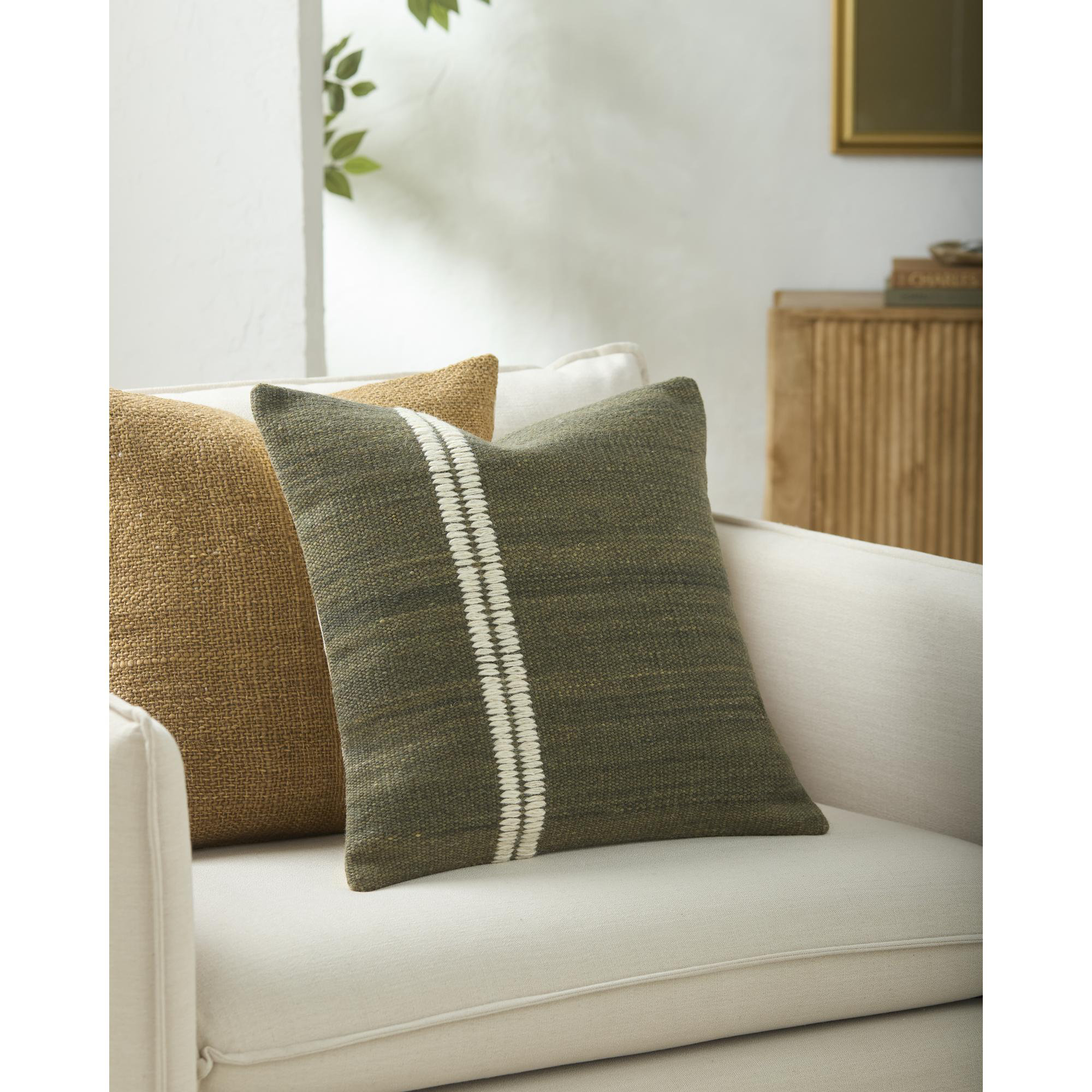 Jundah Accent Pillow, Square 20", Polyester, Green