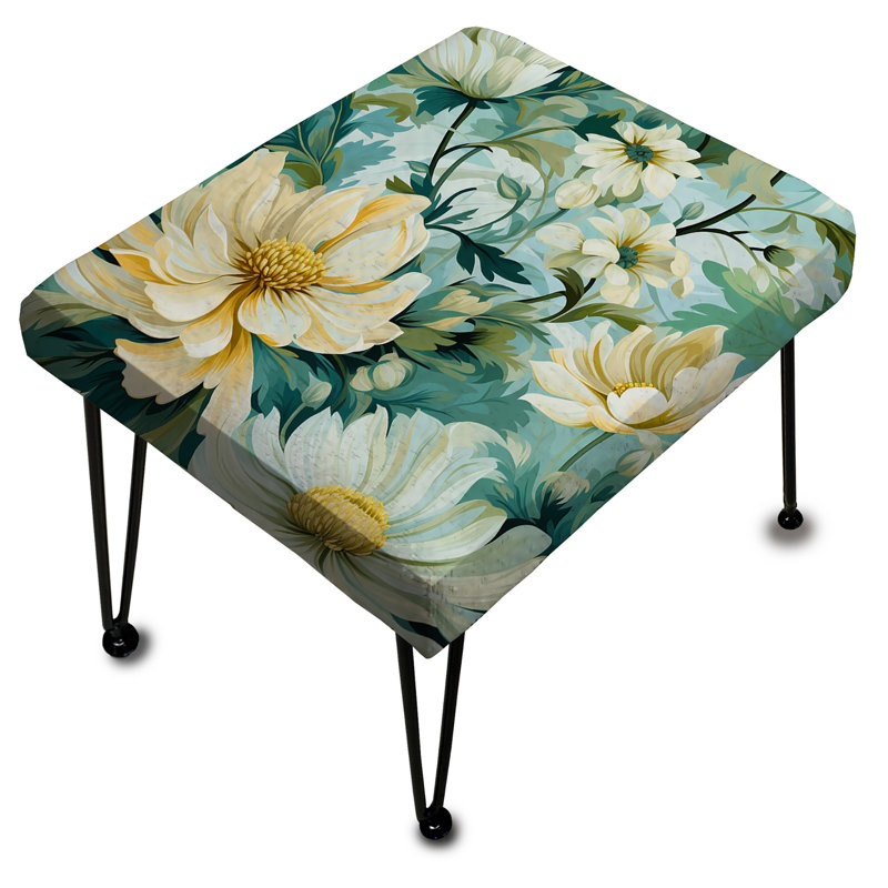 Impressionist Greenery Botanical Pattern - Floral Rectangle Ottoman