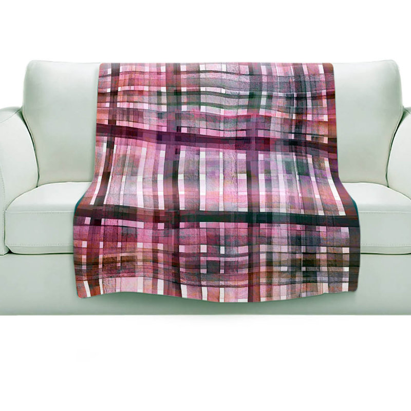 Couverture sherpa doux mauve rose écossais, l 51 po x L 60 po