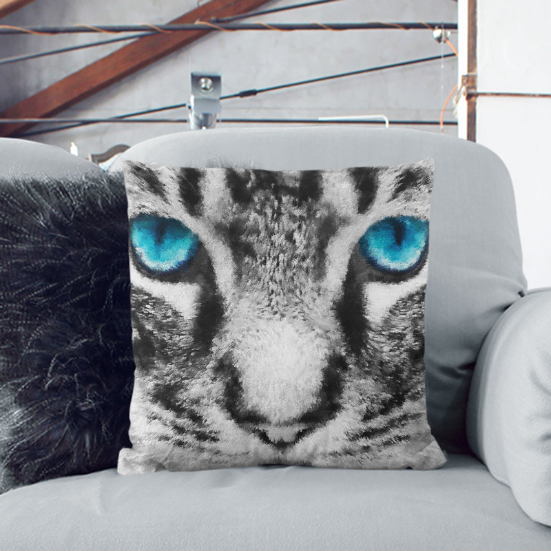 Bright Blue Cat Eyes Cushion with Filling, 55cm H x 55cm W x 20cm D