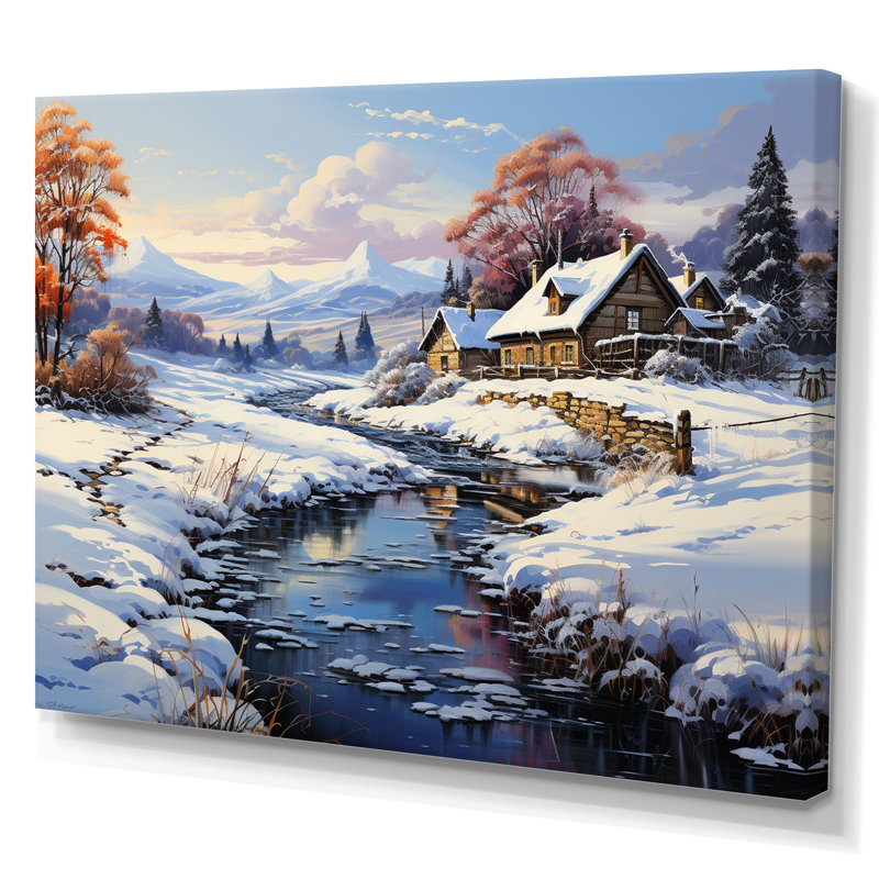 Winter Country Charm Landscape I, H 16 po x l 32 po x P 1 po, Toile tendue