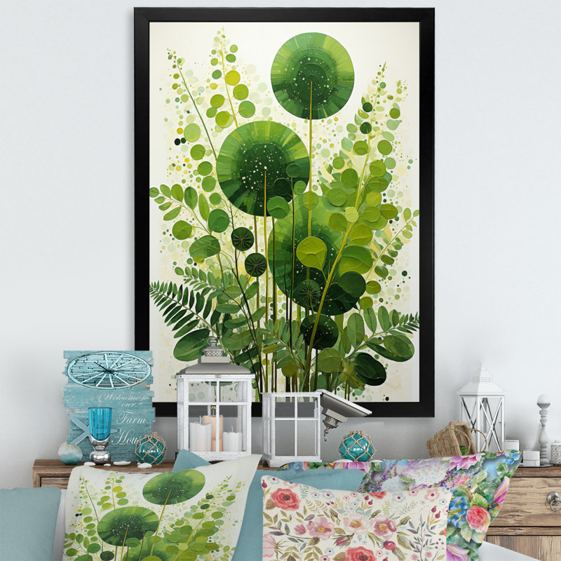 «Yeili Ferns Plant Timeless Elegance II», reproduction sur toile, H 20 po x l 12 po x P 1 po, Cadre photo noir
