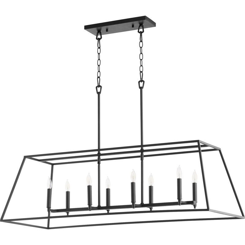 Lustre linéaire pour îlot de cuisine 8 lumières Arletta, Noir