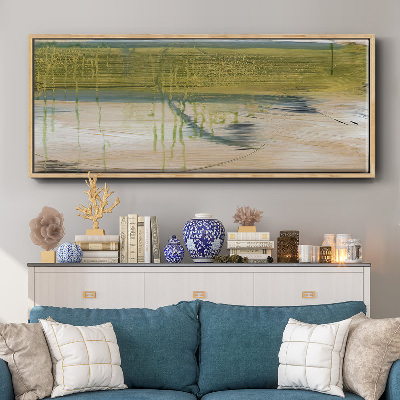 Aquatic Reflections I- Framed Canvas, 12" H x 30" W