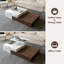 Table basse moderne avec plateau relevable avec 2 tiroirs de rangement et un compartiment caché, fini noyer et aspect pierre-133668024