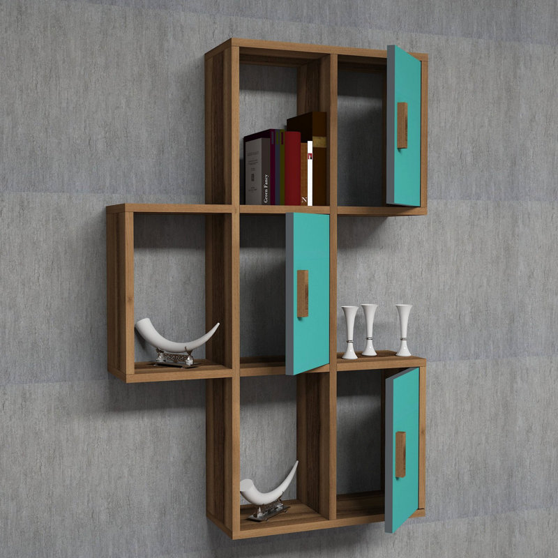 Modern Wall Shelf, 19.7 x 44.4 x 7.9 inches | 100% Melamine Coated Particle Board, Thickness: 0.7 inches | Numerous Shelves, Wall-Mountable Design | Perfect for Home Decor & Storage Solutions, Stylish and Functional