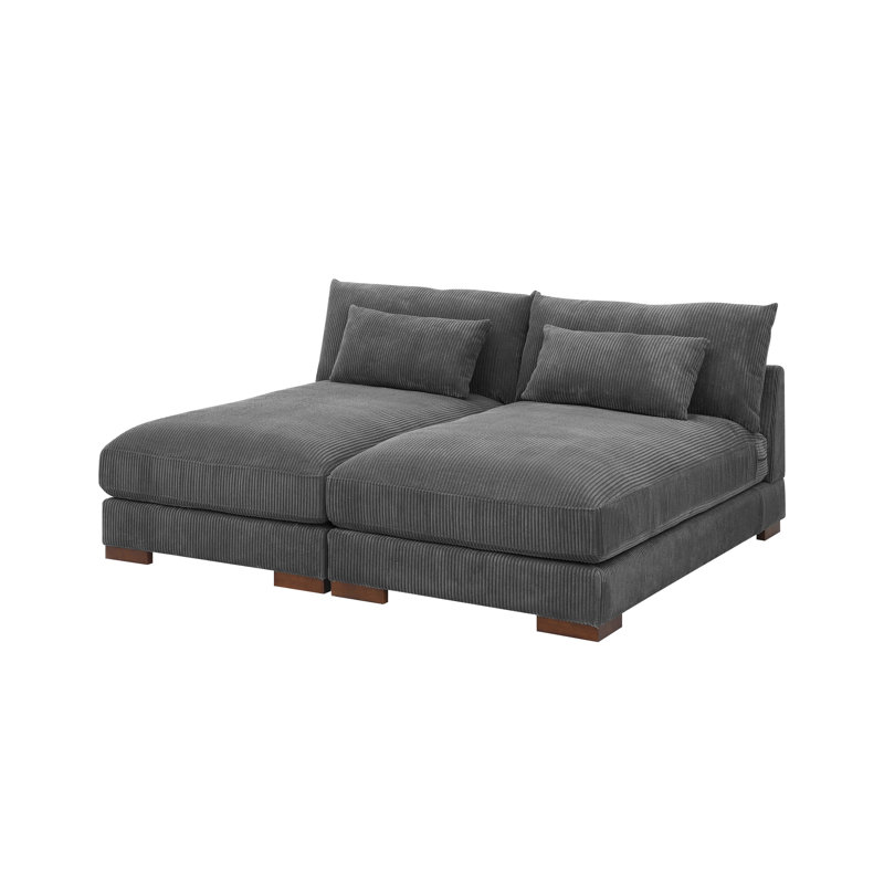 Jaeliah 69" Armless Modular Sleeper with Reversible Cushions, Cream, KD Version