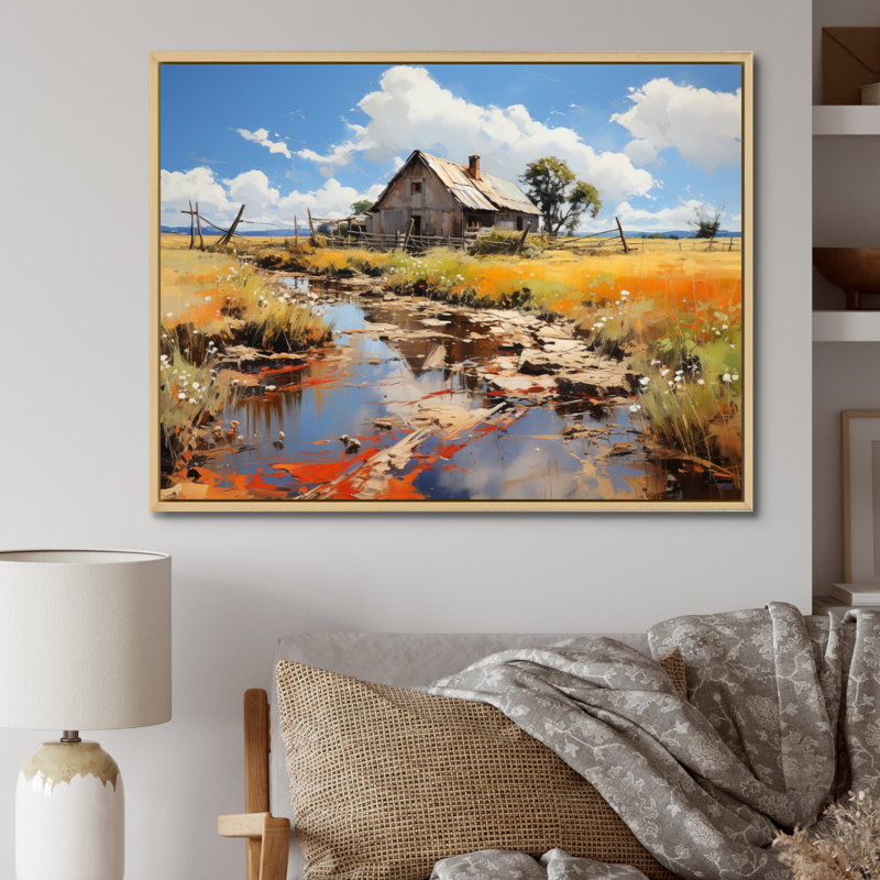 Markisa Farmhouse Expressive Countryside I - Imprimé, Cadre naturel flottant, H 24 po x l 32 po x P 1 po