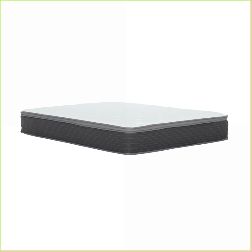 Matelas 10 po. Matelas hybride à ressorts ensachés avec mousse viscoélastique imprégnée de gel, blanc neige et amp; Gris clair | Polyester | Gris + blanc