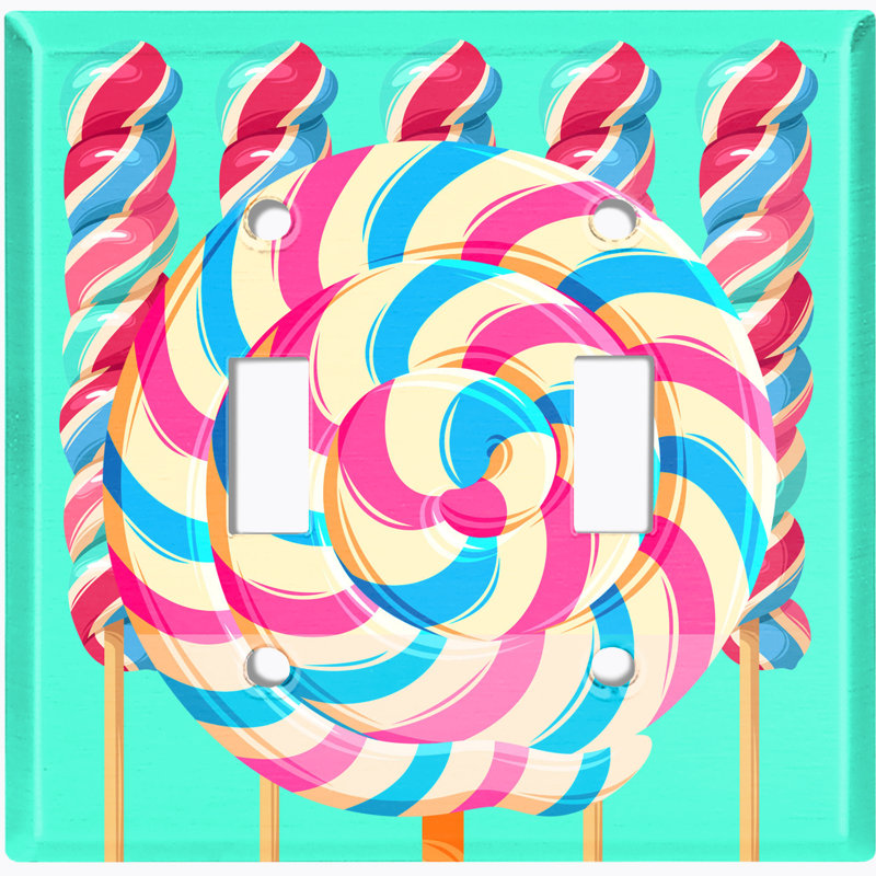 Plaque murale à 2 interrupteurs à bascule Lolli Pop Swirl Candy
