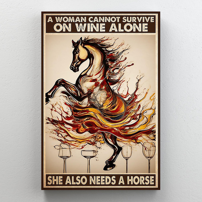 She Also Needs A Horse - 1 Piece Rectangle Graphic " She Also Needs A Horse - 1 Piece Rectangle Graphic Art Print On Wrapped Canvas "