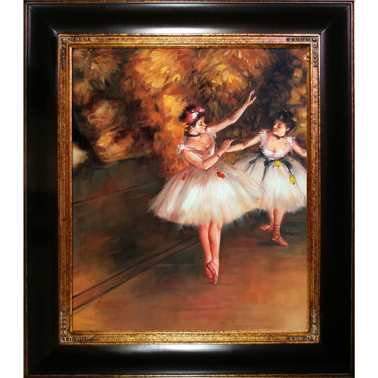 Two Dancers On Stage On Canvas by Edgar Degas Print