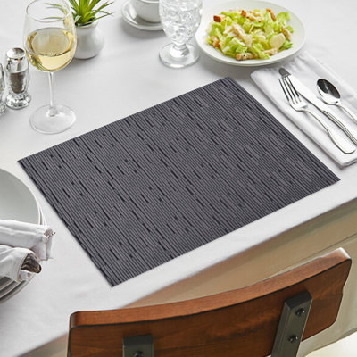 Ensemble de 8 napperons en PVC gris foncé pour décoration de Noël avec protection de table résistante à la chaleur et aux égratignures