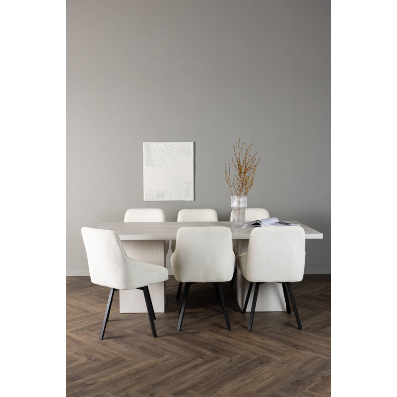 Larkste 6 - Person Dining Set, Beige, Beige