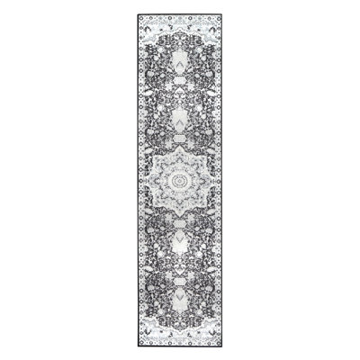 Parviz Grey Performance Flatweave Washable Oriental Indoor / Outdoor Rug