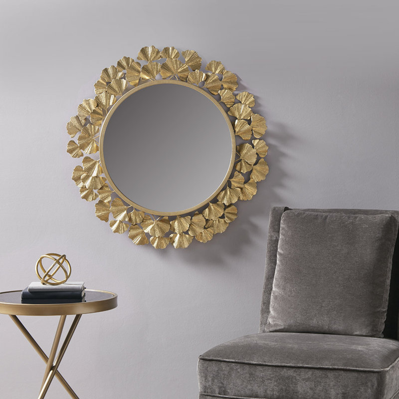 Miroir mural rond doré 30,5 po