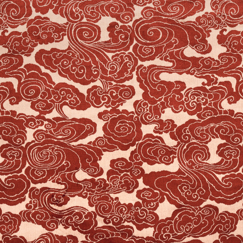 Sozan Velvet Fabric, Cinnabar