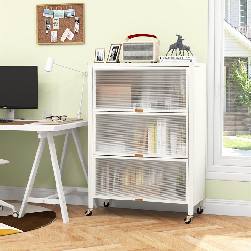 4-Tier Kitchen Bakers Rack with Flip Doors on Lockable Universal Wheels