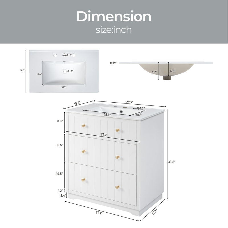 Meuble-lavabo simple avec plateau Reinbert