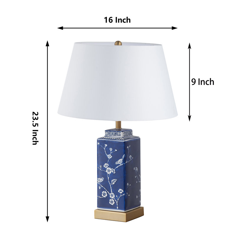 Keshon 23.5" Ceramic Dimmable Table Lamp Set With USB Ports & Type C