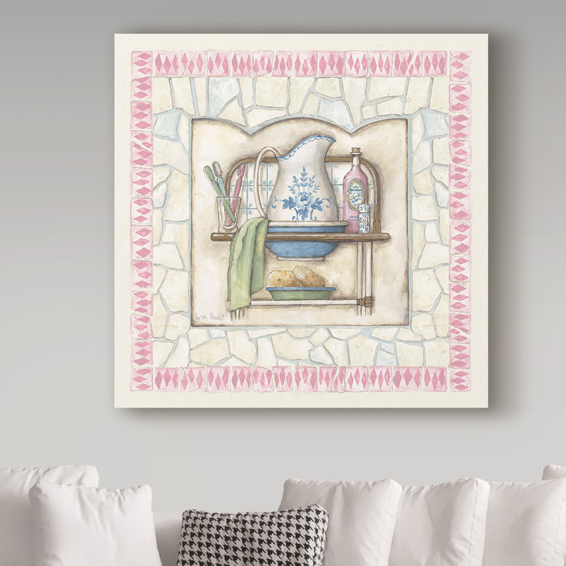 « salle de bain b », publicité sur toile tendue, H 14 po x l 14 po