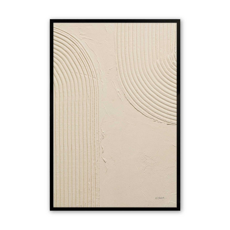 Echoed Curves in Beige I Print, Black, 25" H x 19" W