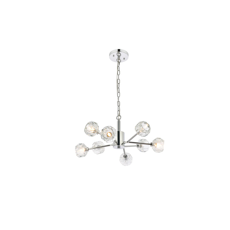 Luminaire suspendu sphérique spoutnik 8 lumières Boise, Chrome