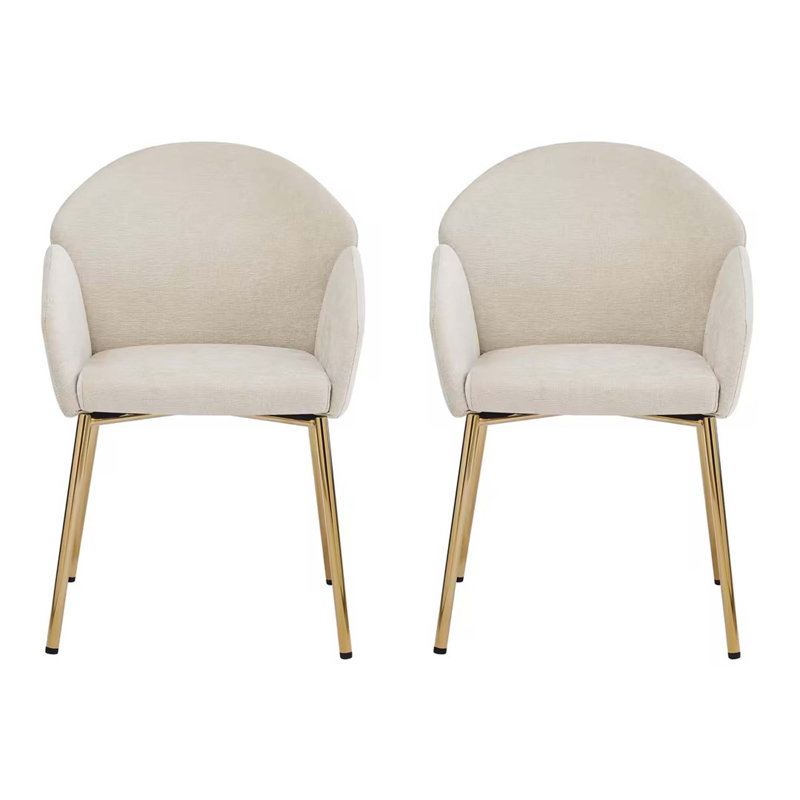 Heckstall 19'' H Fabric Upholstered Metal Armchair, Beige