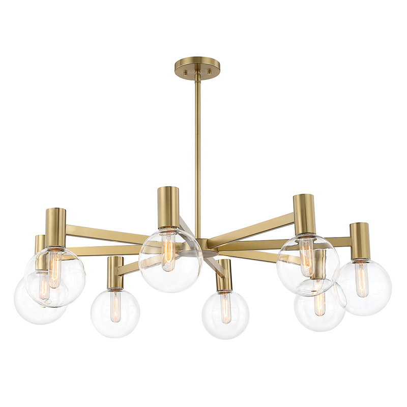 Rorem 8 - Light Shaded Modern Linear Chandelier in Gold, Gold, 8 Lights