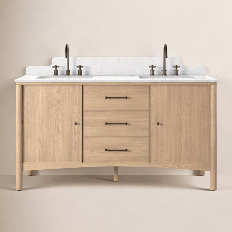 Lakeville Nyora Double Vanity-Carrara Marble, 60.5"
