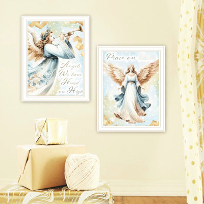 2 Angels Wall Decoration For Living Room - Paper & Wood Home Print