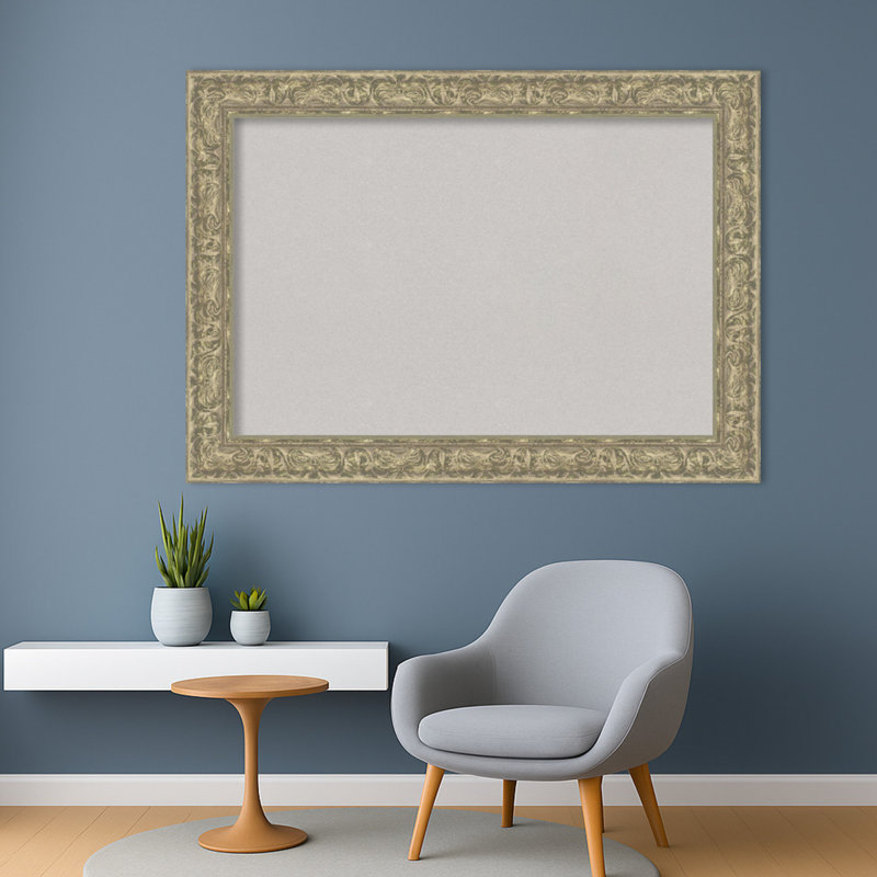 Tableau de luxe encadré argenté de luxe, babillard en liège, tableau d'organisation, tableau d'affichage, H 31 po x l 43 po