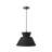 2-Light Black Chandelier with Black Fabric Shade