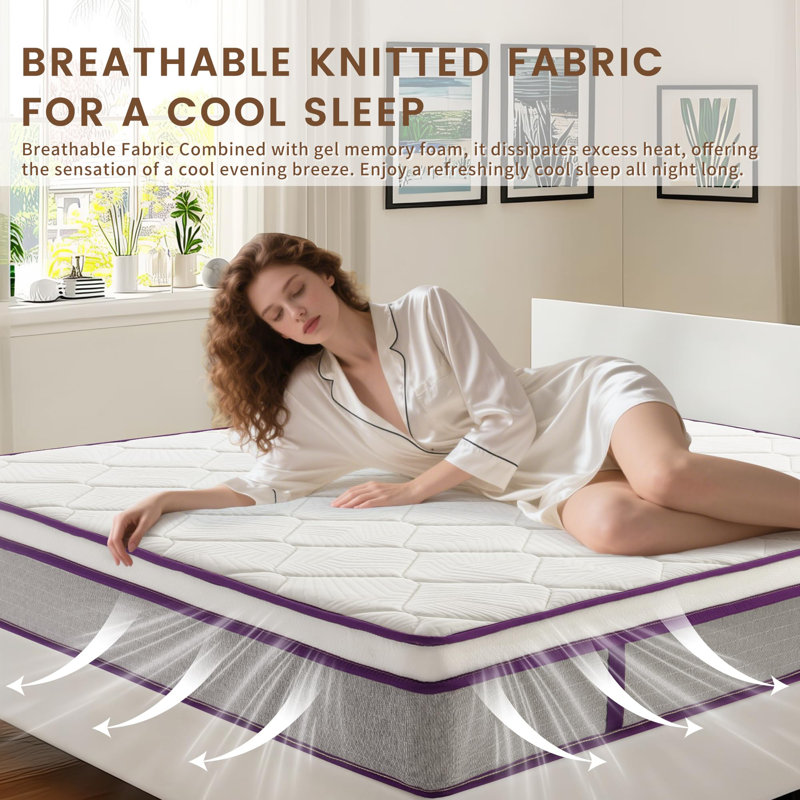 Full Mattress, 10 Inch Medium Firm Hybrid Mattress with Gel Memory Foam and Pocket Springs, Pressure Relief Firm Support Motion Isolation Edge Support Breathable Full Bed Mattress in a Box for Bedroom